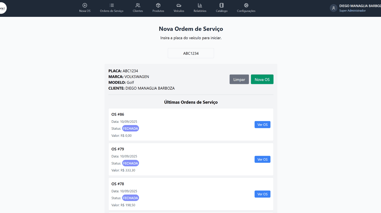 Página de Vendas para ERP